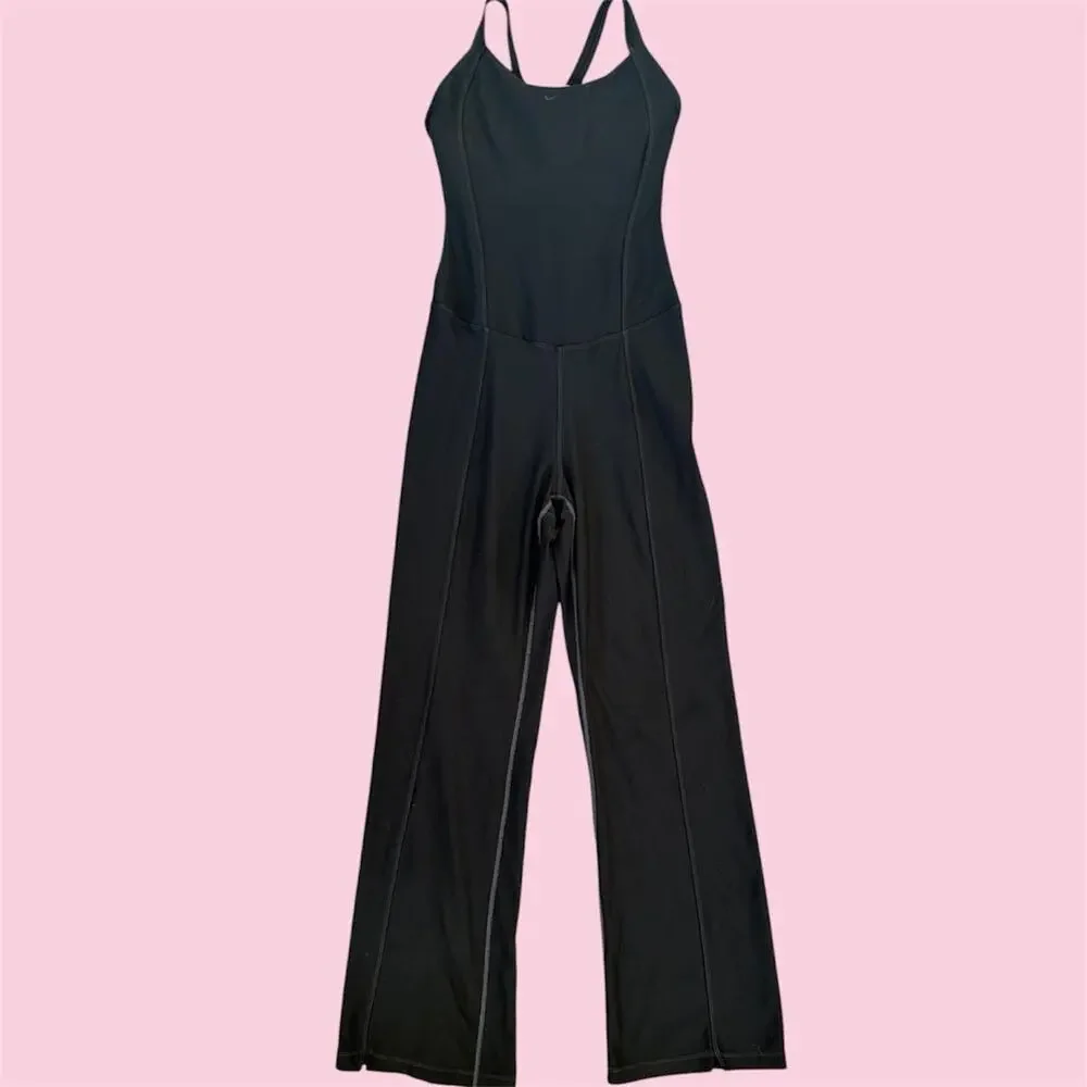 Vintage Y2K Nike black jumpsuit with built in bra and wide legs